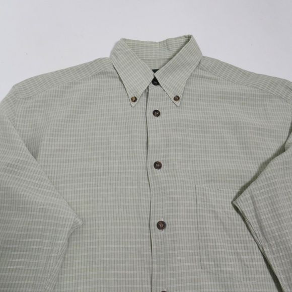 Canali Men's Lightweight Button Down Shirt Long Sleeve Olive White Size M - Picture 2 of 12